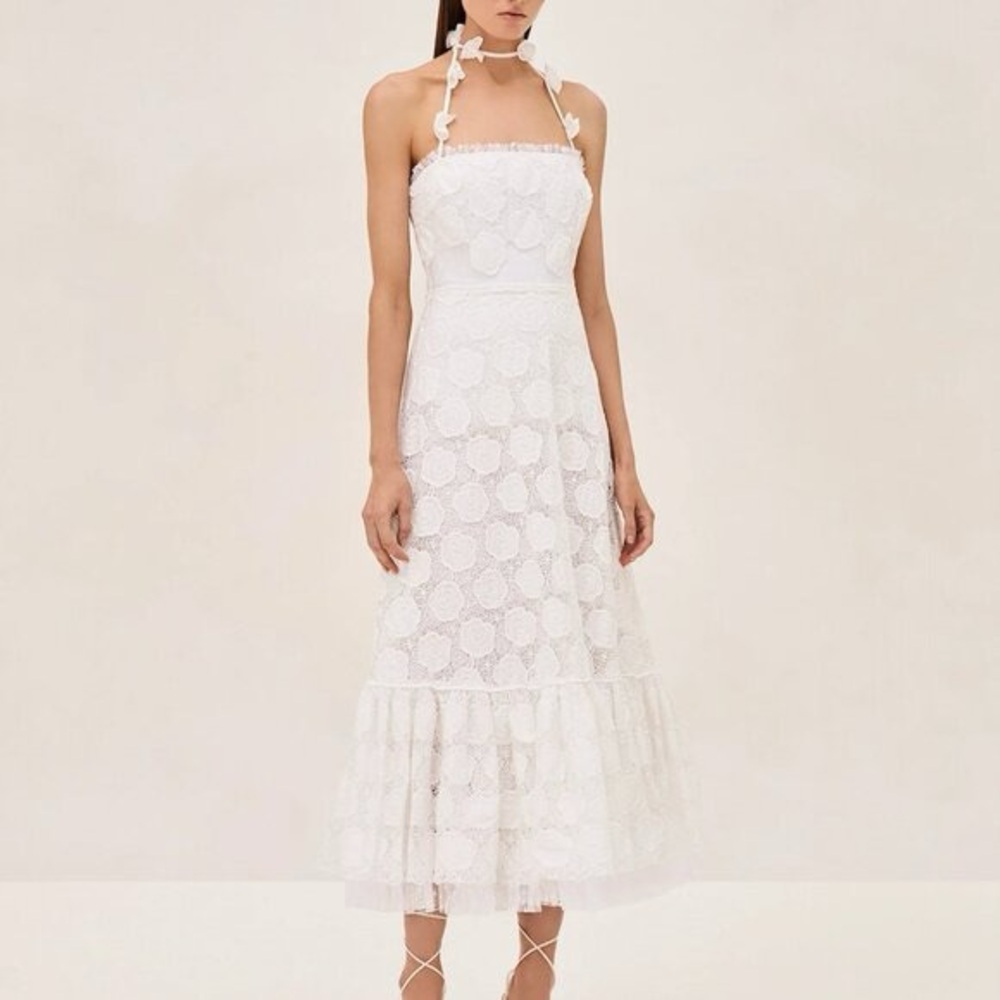 Alexis Women's White Villanelle Embroidered Lace Maxi Dress size L - Picture 3 of 9